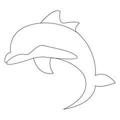 Obraz premium Continuous one line of cute dolphin sea fish outline vector art drawing and illustration