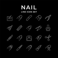 Set line icons of nails