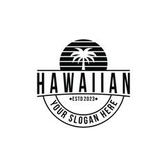 vintage retro hawaiian logo design ideas - obrazy, fototapety, plakaty