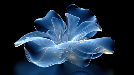  a blue flower with a black background is seen in this image.  generative ai