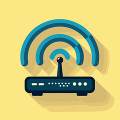 Router Emitting WiFi Signals Vector Design