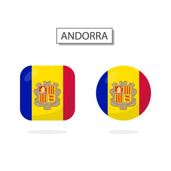 Flag of Andorra 2 Shapes icon 3D cartoon style.