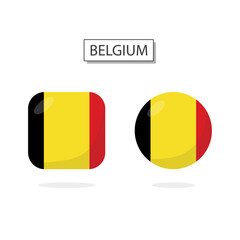 Fototapeta premium Flag of Belgium 2 Shapes icon 3D cartoon style.