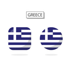 Flag of Greece 2 Shapes icon 3D cartoon style.