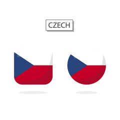 Flag of Czech 2 Shapes icon 3D cartoon style.