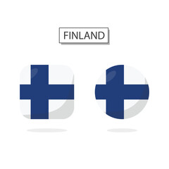 Flag of Finland 2 Shapes icon 3D cartoon style.