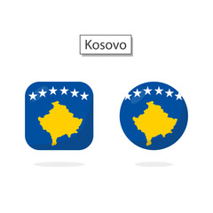 Flag of Kosovo 2 Shapes icon 3D cartoon style.