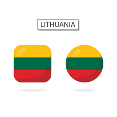 Obraz premium Flag of Lithuania 2 Shapes icon 3D cartoon style.