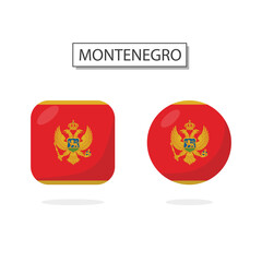 Flag of Montenegro 2 Shapes icon 3D cartoon style.