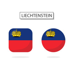 Flag of Liechtenstein 2 Shapes icon 3D cartoon style.
