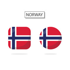 Flag of Norway 2 Shapes icon 3D cartoon style.