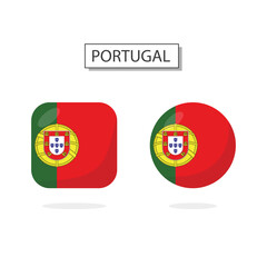 Flag of Portugal 2 Shapes icon 3D cartoon style.
