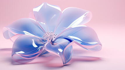  a blue flower with a pink background is featured in this image.  generative ai