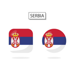 Obraz premium Flag of Serbia 2 Shapes icon 3D cartoon style.