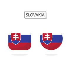 Flag of Slovakia 2 Shapes icon 3D cartoon style.