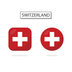 Flag of Switzerland 2 Shapes icon 3D cartoon style.