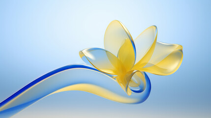  a yellow flower with blue swirls on a blue background.  generative ai