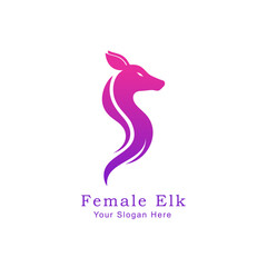 Female elk beauty logo silhouette illustration