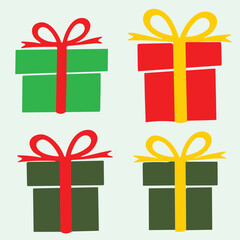 gift box wrapped in a ribbon with a bow. A simple image of a closed box. Empty texture. Isolated vector on a pure white background