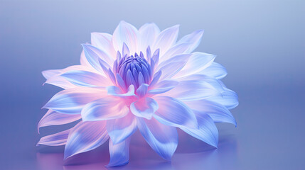  a blue and white flower on a blue background with a pink center.  generative ai