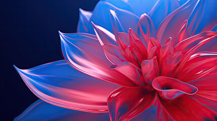  a red and blue flower with a black background and a blue background.  generative ai