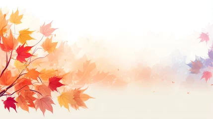 Foto op Canvas Abstract art background botanical flowers and leaves watercolor autumn tone © Nuchylee
