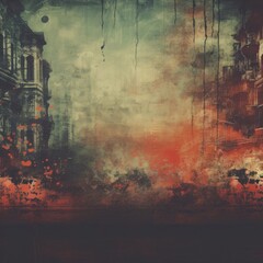 Abandoned city street. Grunge textures and backgrounds. Generative ai.