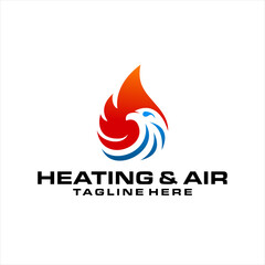 Illustration graphic vector of plumbing, heating and cooling service with head of eagle Logo Design template, hvac logo vector design , air conditioning icon