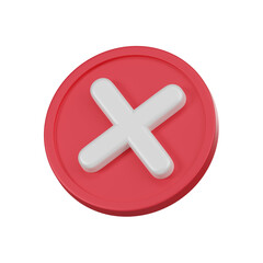 Obraz premium Minimal cancel, close, delete icon. 3d render isolated illustration.