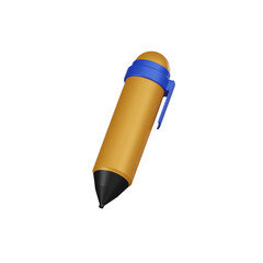 Minimal yellow pen edit icon. 3d render isolated illustration.
