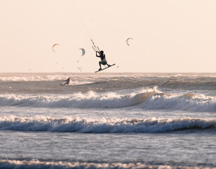 kite surfing on the beach