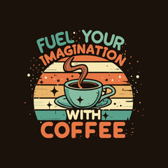 Retro coffee typography vector colorful custom design art