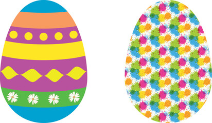 Set of cute colorful realistic Easter eggs on isolated white background. Colorful Easter eggs with different colors and decorations. decorative vector elements collection. Easter eggs flat design.