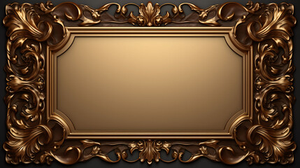 Old Picture golden Frame on wooden background wall, white empty design