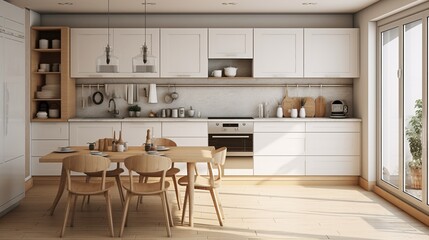 Fototapeta na wymiar modern interior with kitchen generated by AI