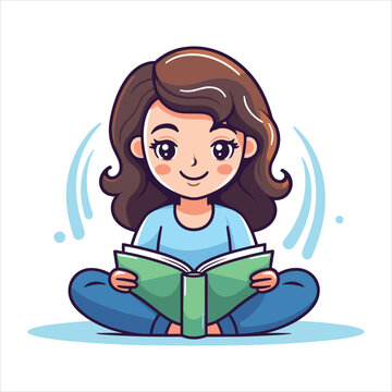 reading book cartoon vector