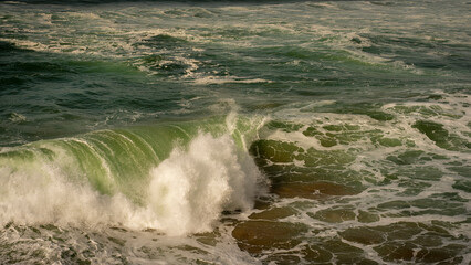 Green ocean with waves