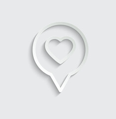 map point with a heart icon.   love sign valentines day icon