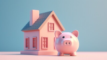 piggy bank and house   generated by AI