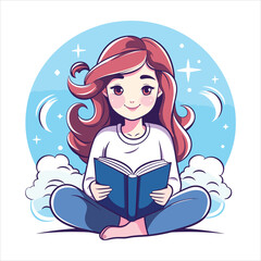 reading book cartoon vector