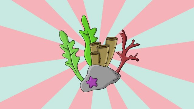 Animated coral reef icon with rotating background
