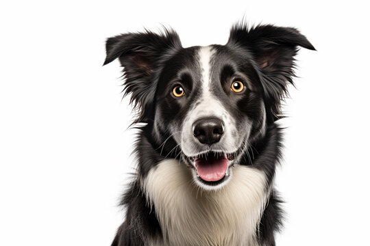 Portrait of Border Collie dog in front of white background