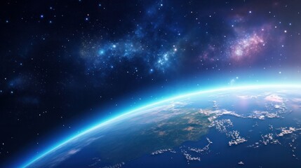 Earth's surface in a cinematic image against a starry sky.