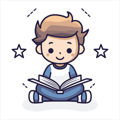 reading book cartoon vector