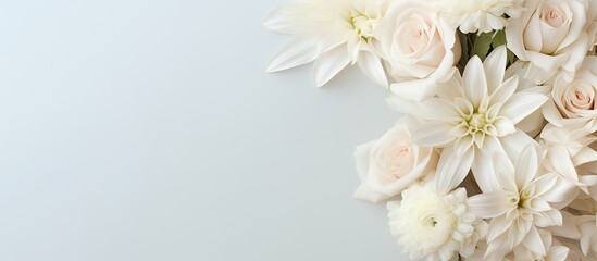 Obraz na płótnie Canvas An exquisite arrangement of white flowers and a skilled floral designer