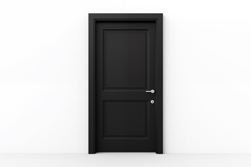 Black Door Against a White Wall