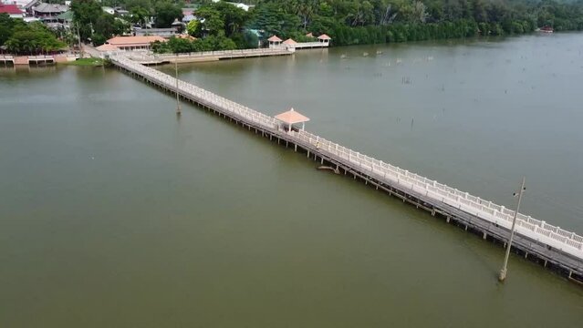 Top view of 100 year Khoi Bridge, Koh Yao, Narathiwat.
