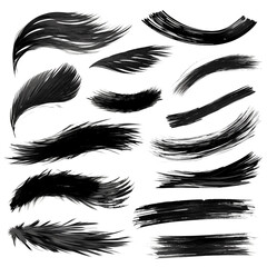 black distressed brush stroke set. PNG
