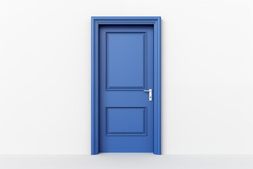 Blue Door in a White Room