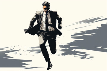 Naklejka premium Stylized image of a running businessman with a blurred trail